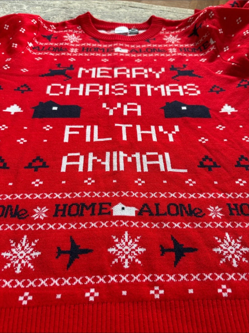 Red 'Merry Christmas Ya Filthy Animal' Crewneck Holiday Sweater